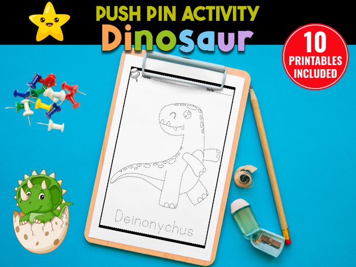 Dinosaur Push Pin Poke Art, Fine Motor Activity | Poke a Picture