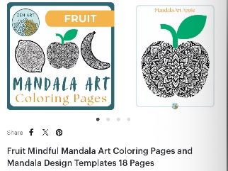 Fruit Mindful Mandala Art Coloring Pages and Mandala Design Templates 18 Pages