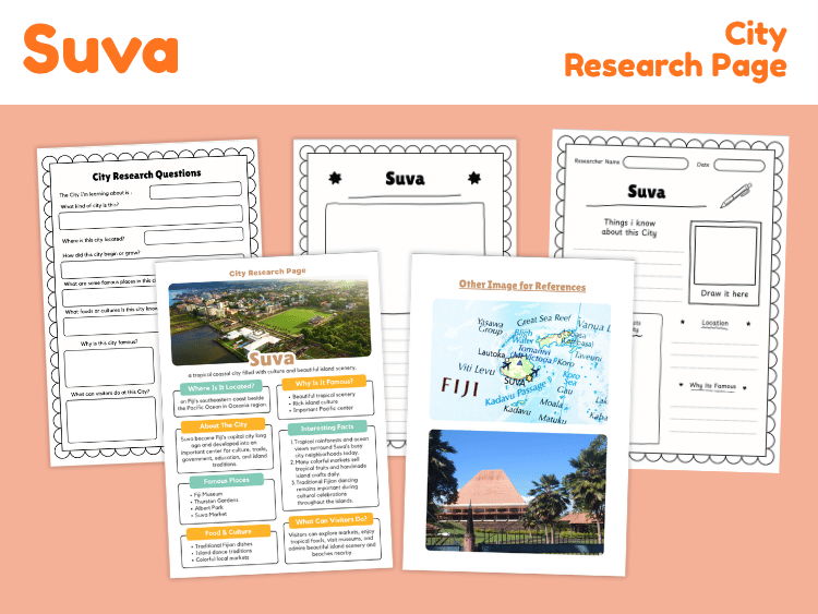 Suva City Research Project | Fiji Geography & Culture Worksheets