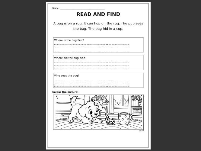 CVC comprehension sheets for LA, EAL, SEND, EYFS