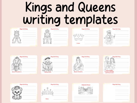 Kings and Queens- Royal writing- writing template- continuous provision
