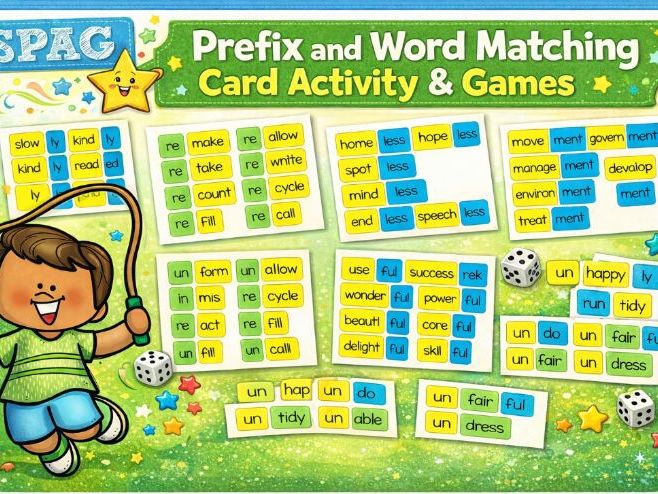 Year 3 and Year 4 LKS2 - SPAG: Word building cards - prefixes and suffixes 150+ words