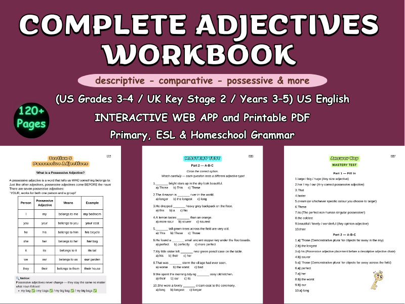 Complete Adjectives Workbook: Gr3-4/KS2