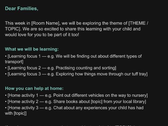 Parent Communication Letters