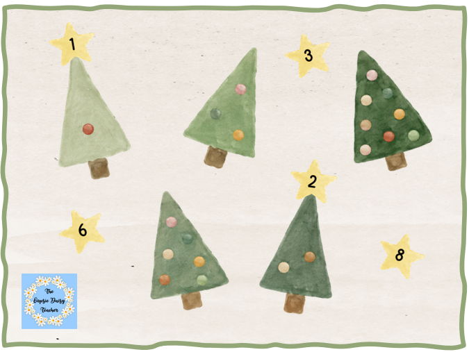 1-10 Number Recognition and 1:1 Correspondance Activity - Christmas Tree Baubles