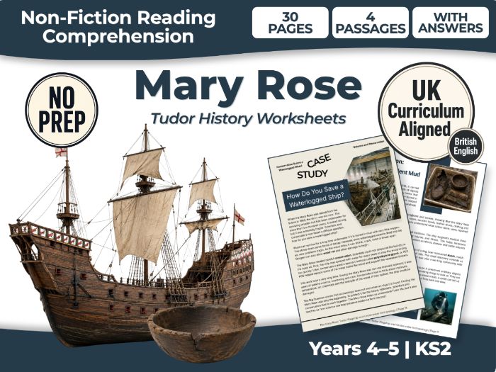 Mary Rose KS2 Reading Comprehension | Tudor History Worksheets | Years 4–5