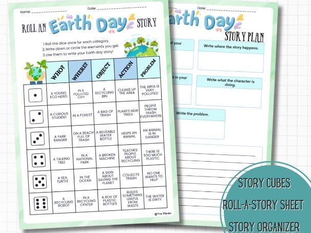 Roll an Earth Day story – ESL Roll the Dice Speaking & Writing Activity | Creative Writing Game