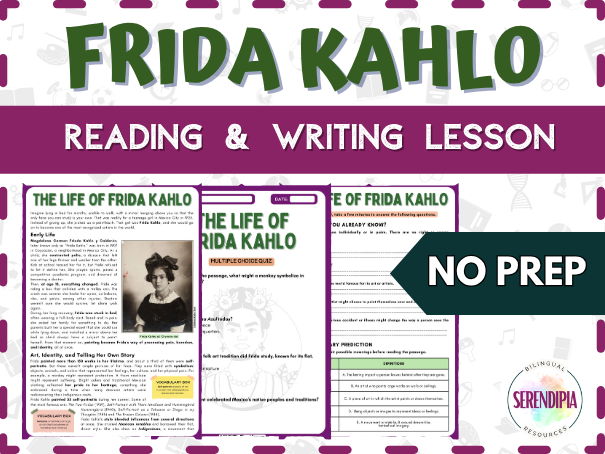 Frida Kahlo Biography Reading Comprehension Activities | KS3 Literacy | ESL B2-C1 | Famous Latinos