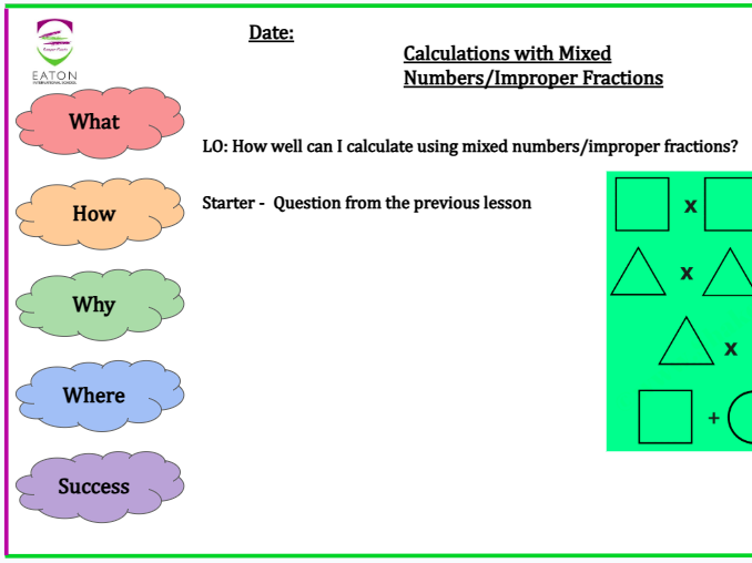 Mixed Numbers/Improper Fraction Calculations (Four Operations)