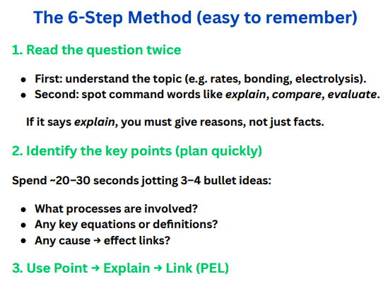 6 Mark-Question Answering Guide  (AQA GCSE Chemistry)