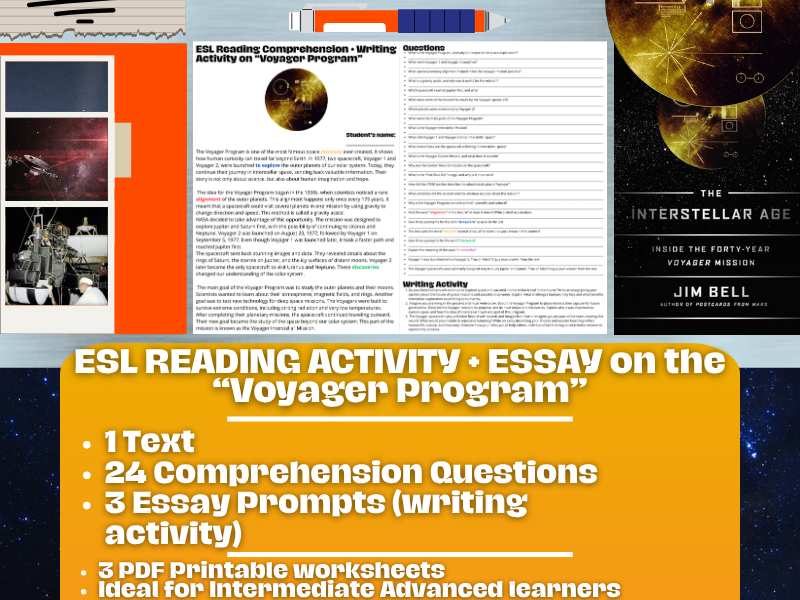 ESL Reading Comprehension + Writing Activity Worksheets - Voyager Program