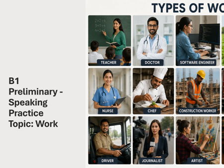 B1 Preliminary (PET) Speaking Practice: Work Topic | Cambridge Exam Preparation Lesson & Worksheets