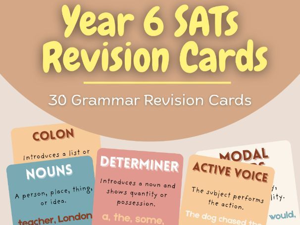 Year 6 SATs Grammar Revision Cards | KS2 SPaG Printable Study Pack + Bonus SATs Tips