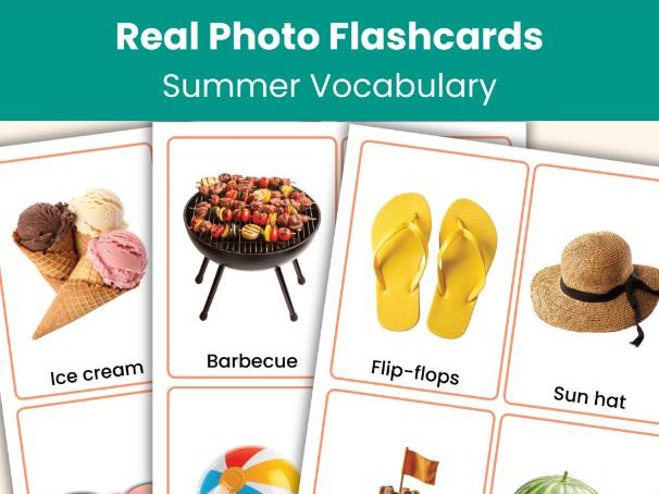 Summer Flashcards – 52 Real Photo Flashcards | Printable Vocabulary Cards for Educational Learning