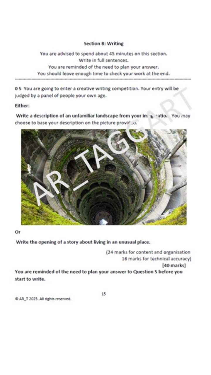 One AQA 2026 GCSE English Language Paper 1 Mock | Q5 Tasks-(Fit ...