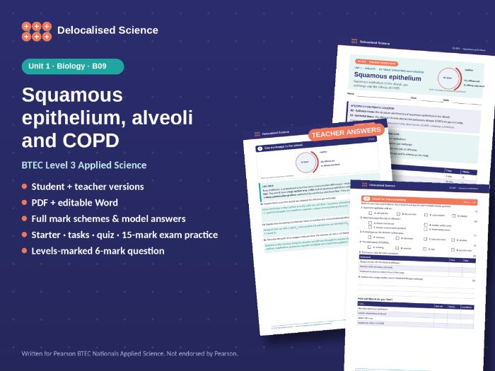 Squamous Epithelium, Alveoli and COPD | BTEC Applied Science Unit 1
