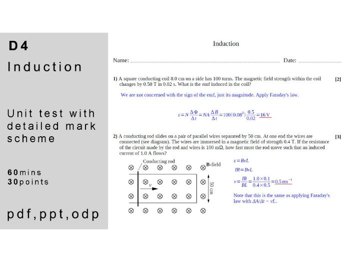 IB physics: D.4 - Induction (HL). Unit Test.
