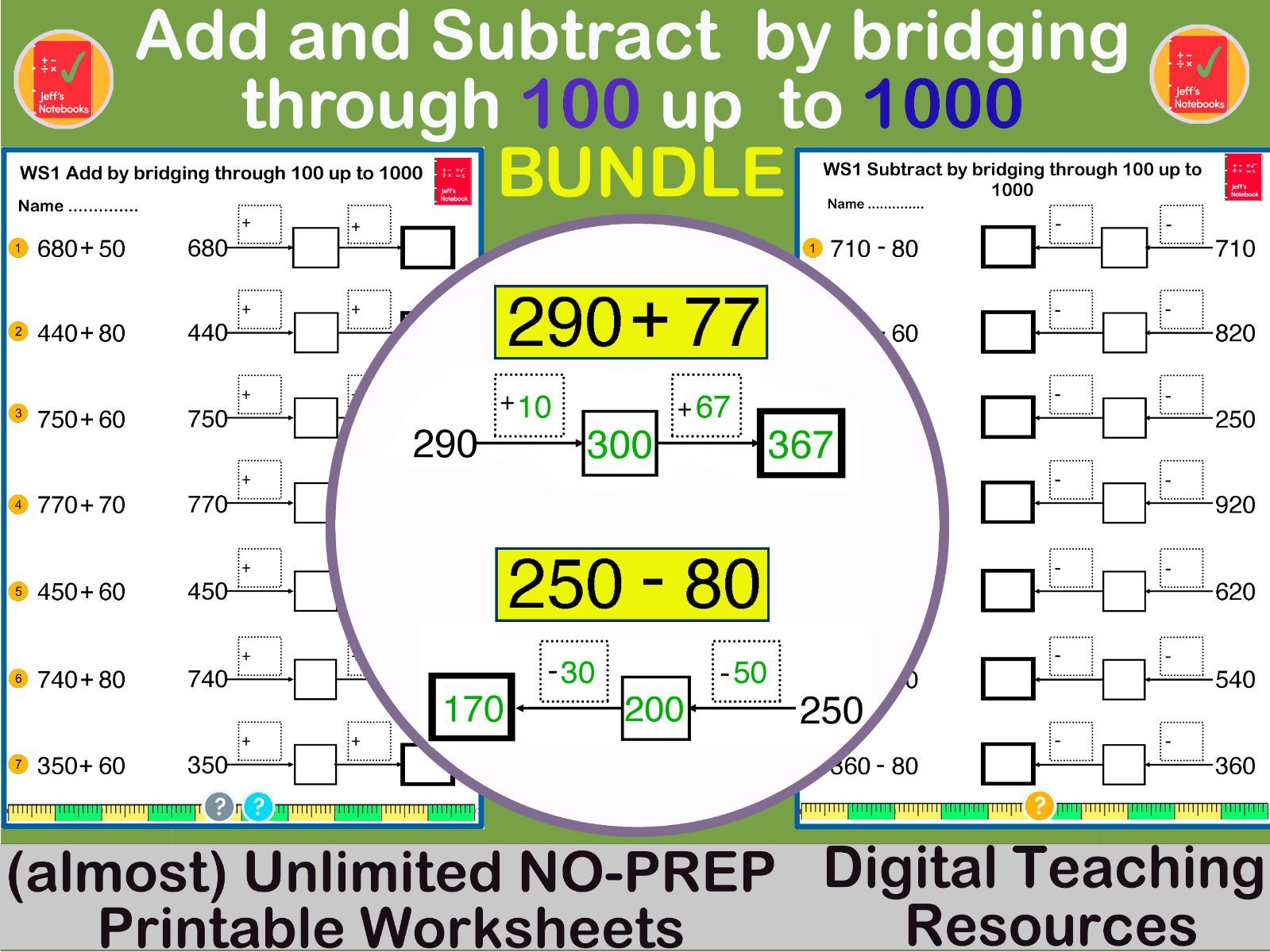 Add & Subtract bridging 100s to 1000 BUNDLE