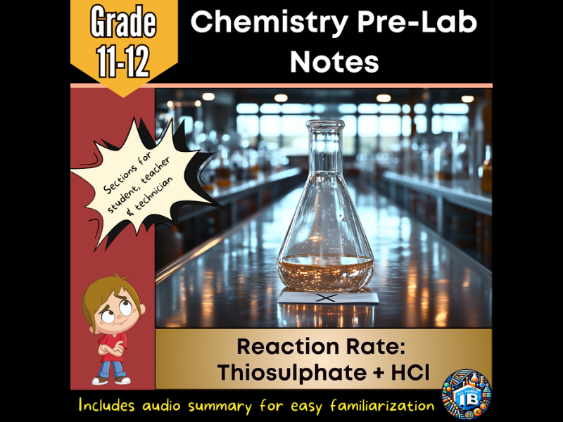 IB DP Chemistry Rate of Reaction (Thiosulphate and HCl) Pre-Lab Notes 2026