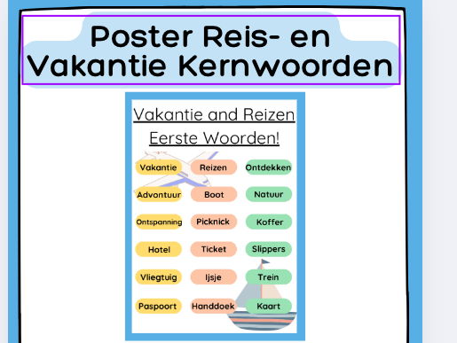 Vakantie Eerste Woordjes Poster | PDF + Gids