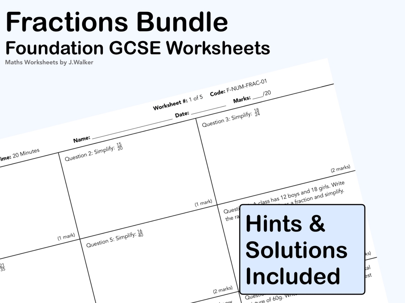 GCSE Maths: Fractions Bundle - Foundation Tier