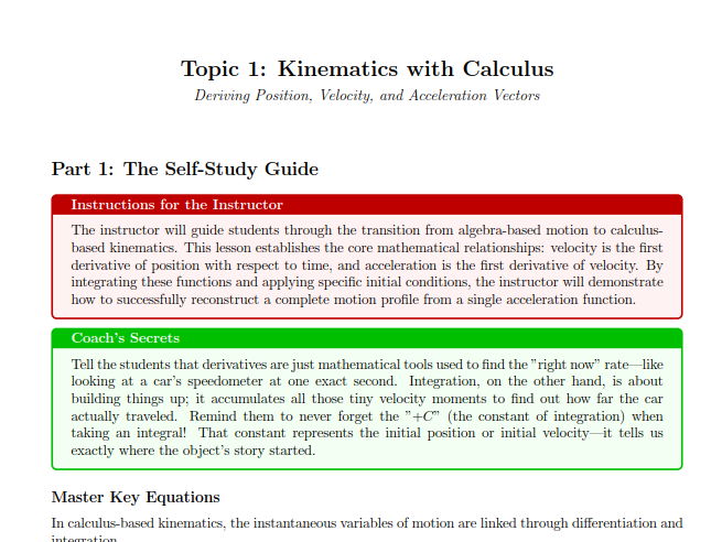 Kinematics with Calculus | Complete Lesson & Calculus-Based Physics Module | NGSS Aligned