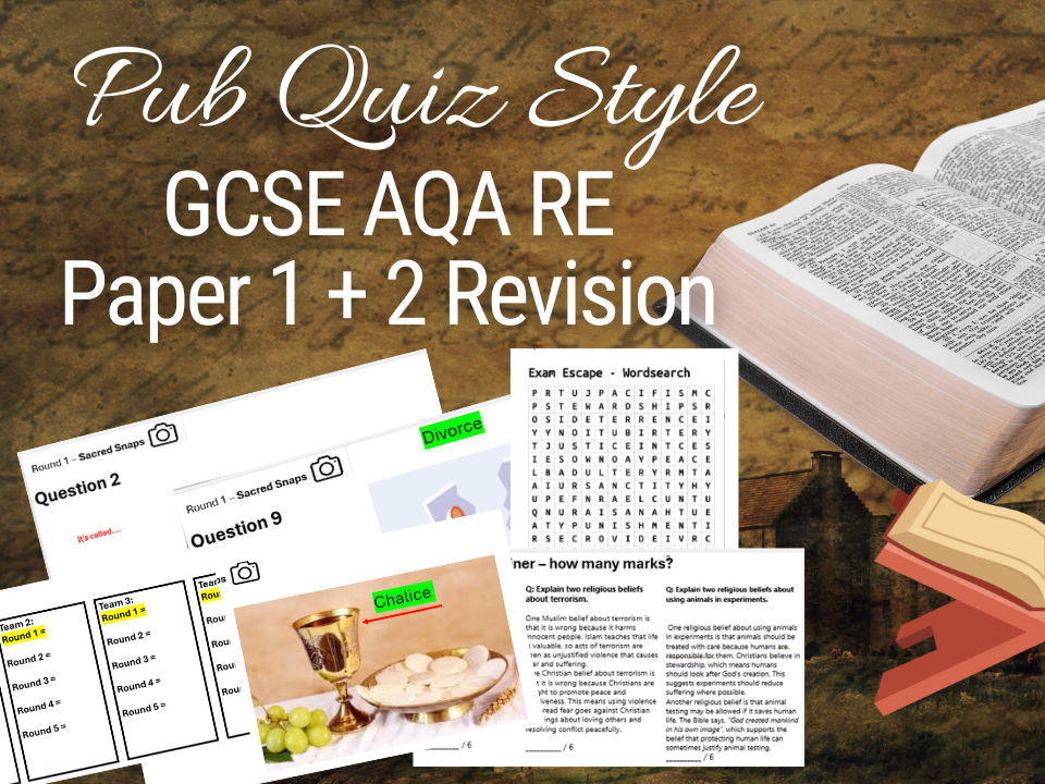 GCSE RE AQA – Paper 1 & Paper 2 Revision Pub Quiz Bundle