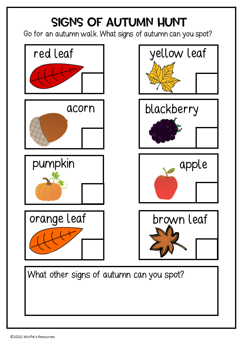 Signs of Autumn Checklist | Teaching Resources