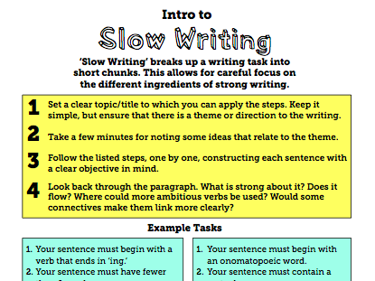 Slow Writing - Guide and Activities