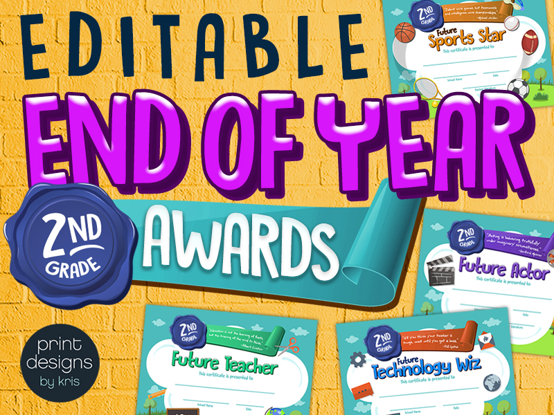End of the Year SECOND GRADE Student Superlative Awards Certificates ...
