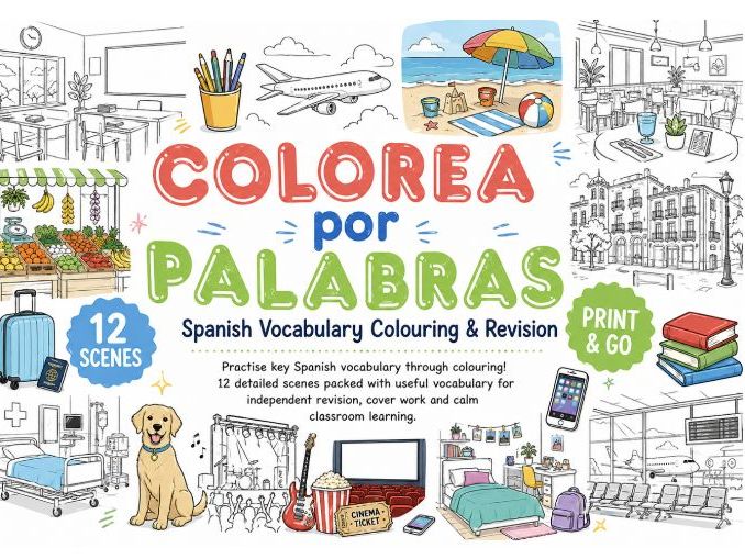 Colorea por Palabras- New GCSE Spanish Vocab