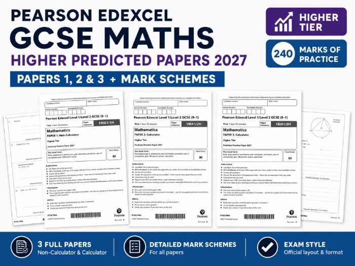 Pearson Edexcel GCSE Maths Higher Predicted Papers 2027 | Papers 1, 2 & 3 + Mark Schemes