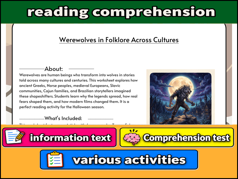 Werewolves in Folklore Across Cultures  & Comprehension Test