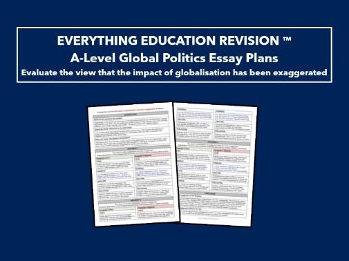 A-Level Global Politics Essay Plan – ETVT the impact of globalisation has been exaggerated