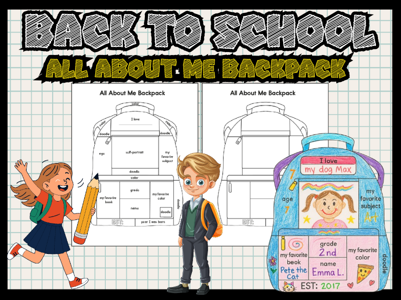 All About Me Backpack Activity - Back to School Getting to Know You Template