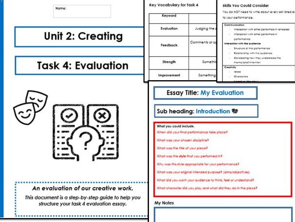 Eduqas Performing Arts Unit 2 Task 3 & 4 Performance and Evaluation Pack