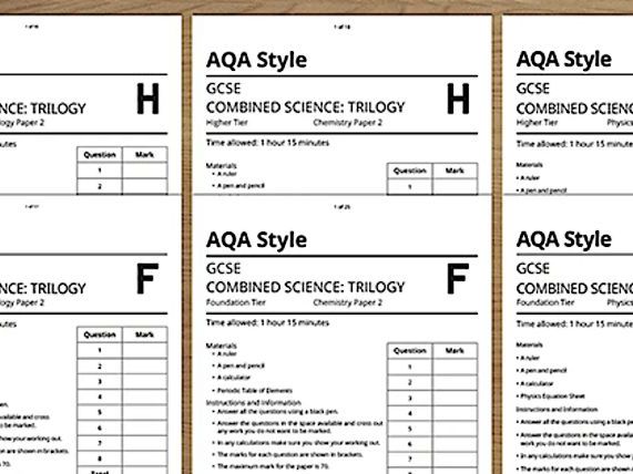 AQA GCSE Combined Science Past Papers - Paper 2 bundle