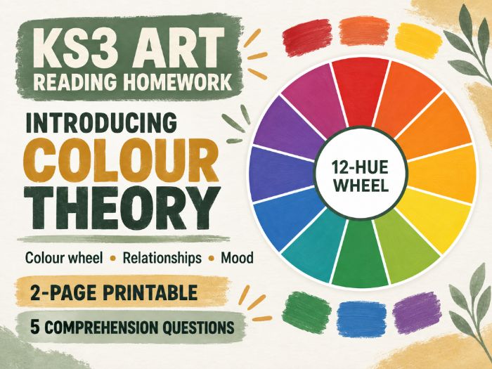 Colour Theory KS3 Art Reading Comprehension Homework Worksheet