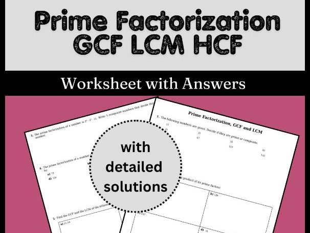 Prime Factorization GCF LCM HCF Worksheet with Answers