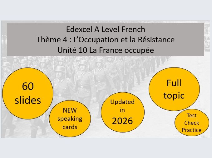 EDEXCEL A Level French – La France occupée FULL TOPIC