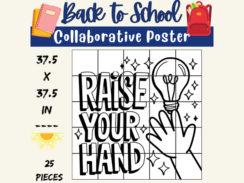 Raise Your Hand Collaborative Poster – Class Rules Coloring Pages Activities – Growth Mindset