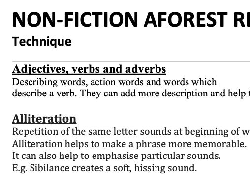 Non Fiction Revision Flash cards