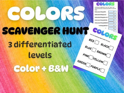 COLORS | Scavenger Hunt | 3 levels | Color and Black & White