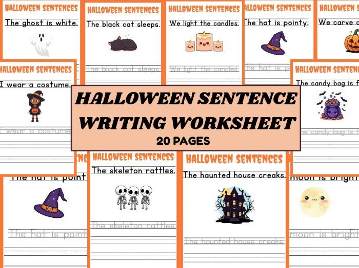 Halloween Sentence Writing Worksheet Pack | 20 Fun Pages | KS1–KS2 | (last minute prep)