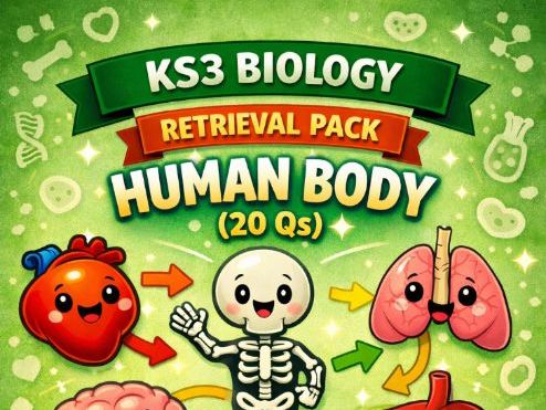 KS3 Biology Retrieval Pack: Human Body (20 Qs)
