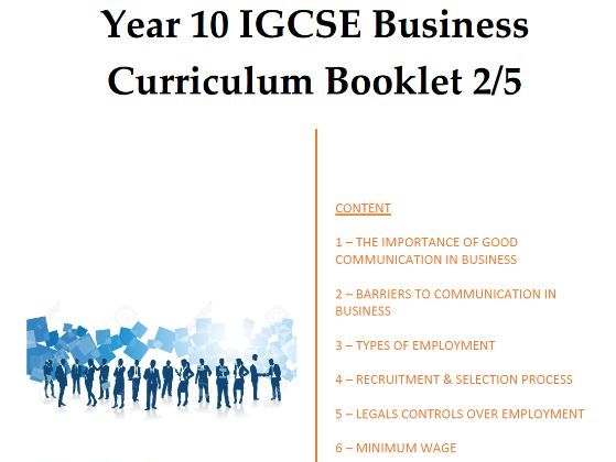 Unit 2 IGCSE Business Curriculum Booklet (Edexcel)