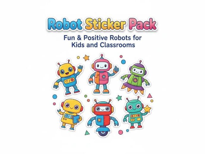 Robot Sticker Pack: Fun & Positive Robots for Kids and Classrooms