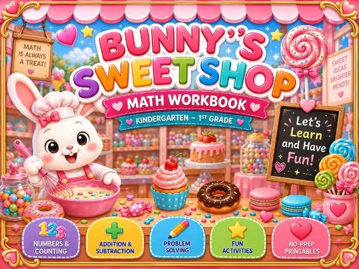 Bunny Math Worksheets Kindergarten & 1st Grade | Addition, Subtraction, Counting & Number Sense