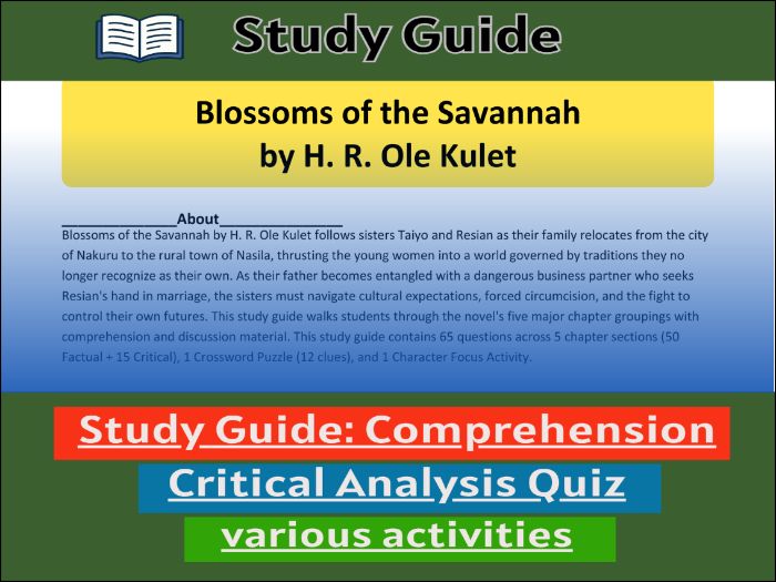 Blossoms of the Savannah - Comprehension 91����t & Activities
