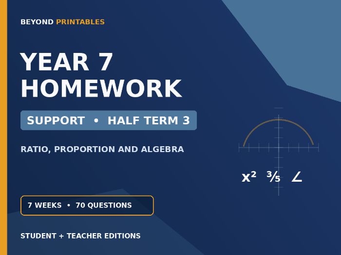 Year 7 Maths Homework | Support | Half Term 3 | Student & Teacher Booklets